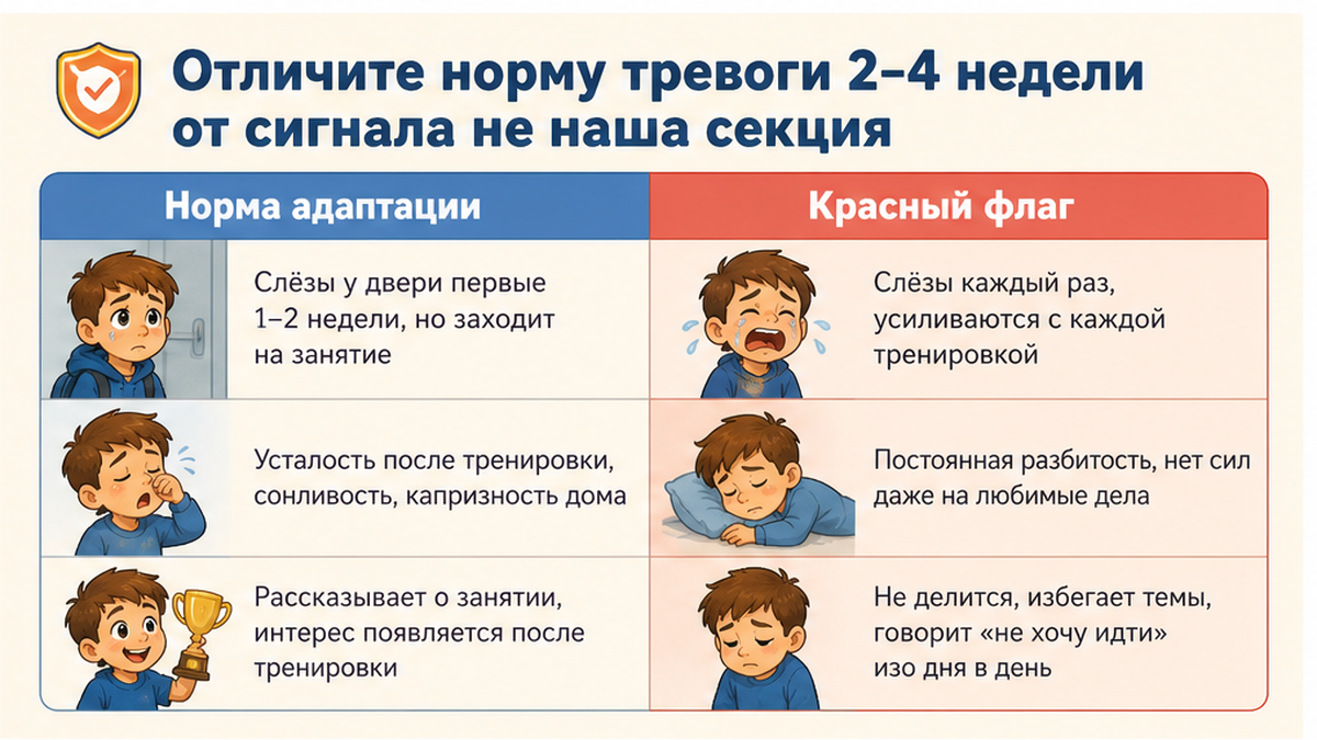 Сравнение нормальной адаптации и сигналов смены секции