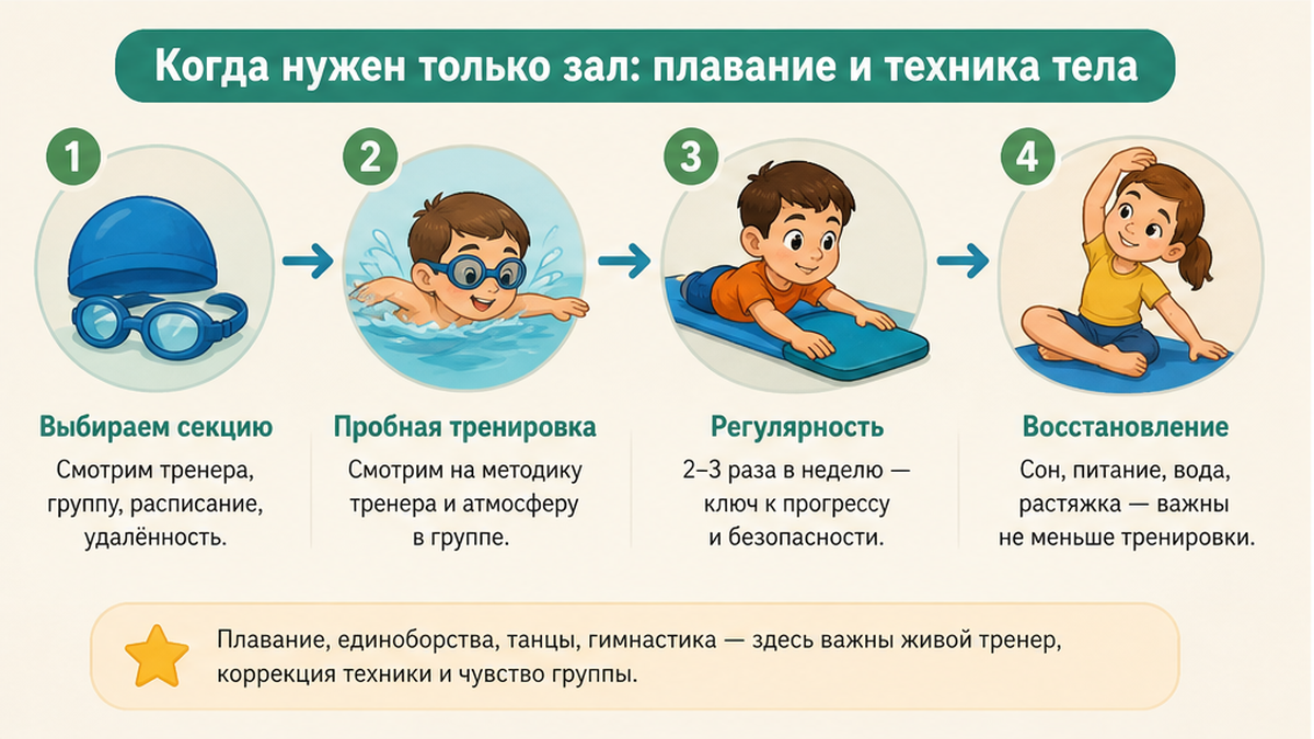Схема: какие занятия детям только офлайн в зале