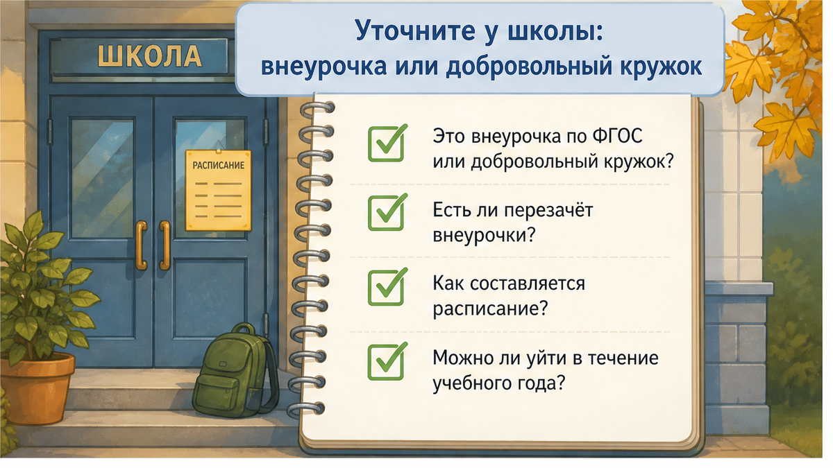 Чек-лист вопросов школе: внеурочка или добровольный кружок
