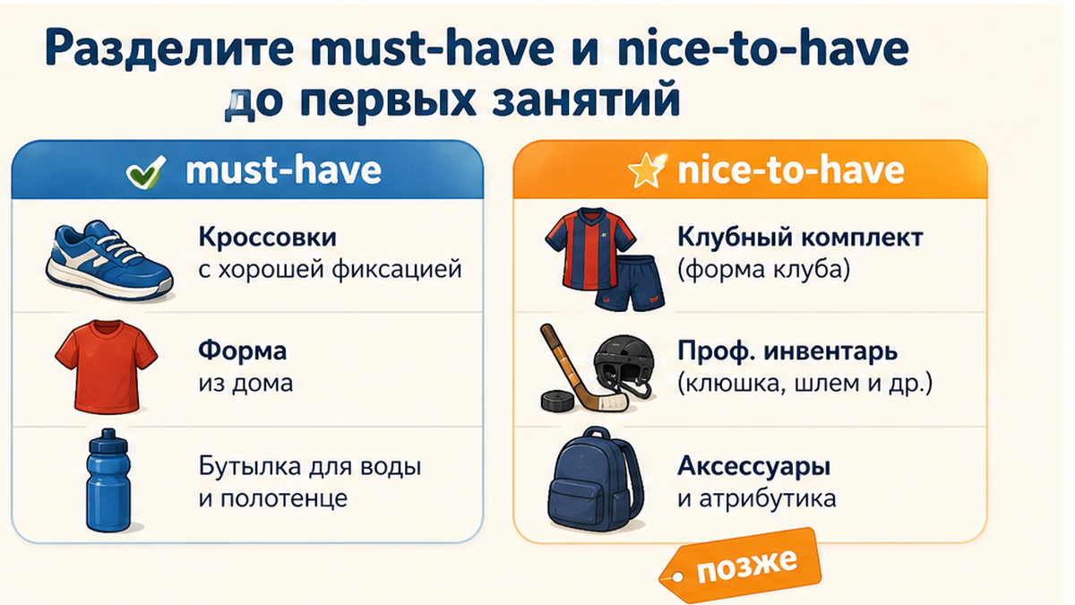 Таблица: must-have против nice-to-have для первой секции