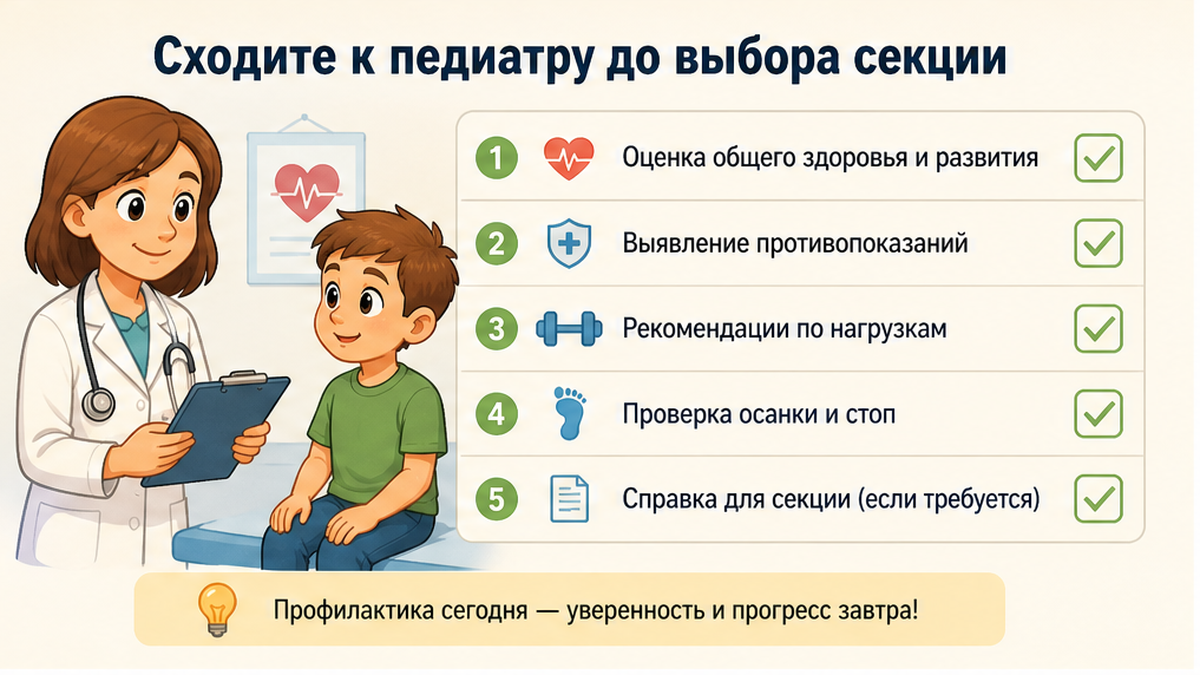 Чек-лист: педиатр и справка до записи в спортивную секцию