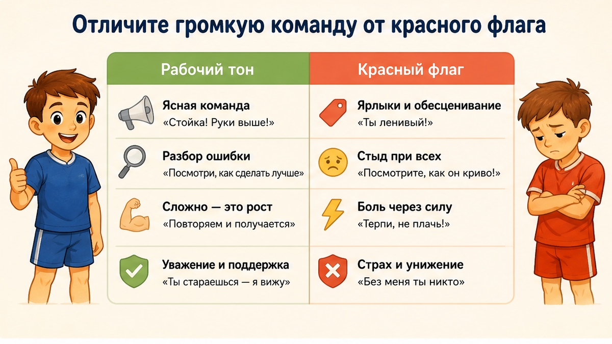 Таблица: рабочая команда против унижения и красного флага