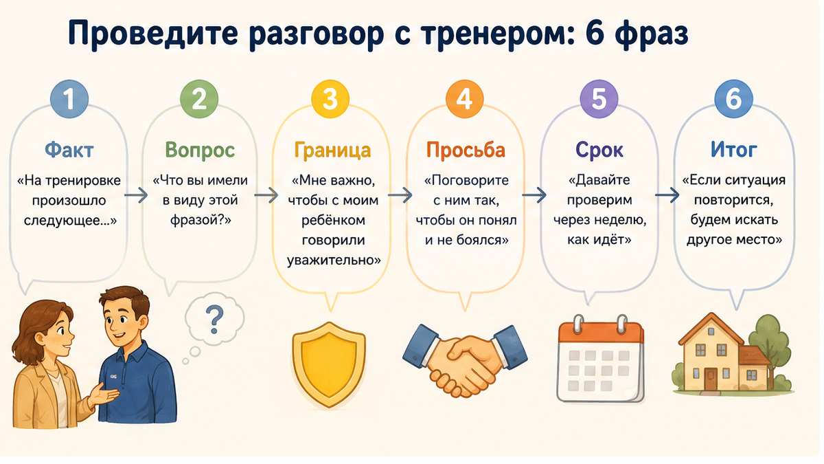 Скрипт разговора родителя с тренером из 6 фраз