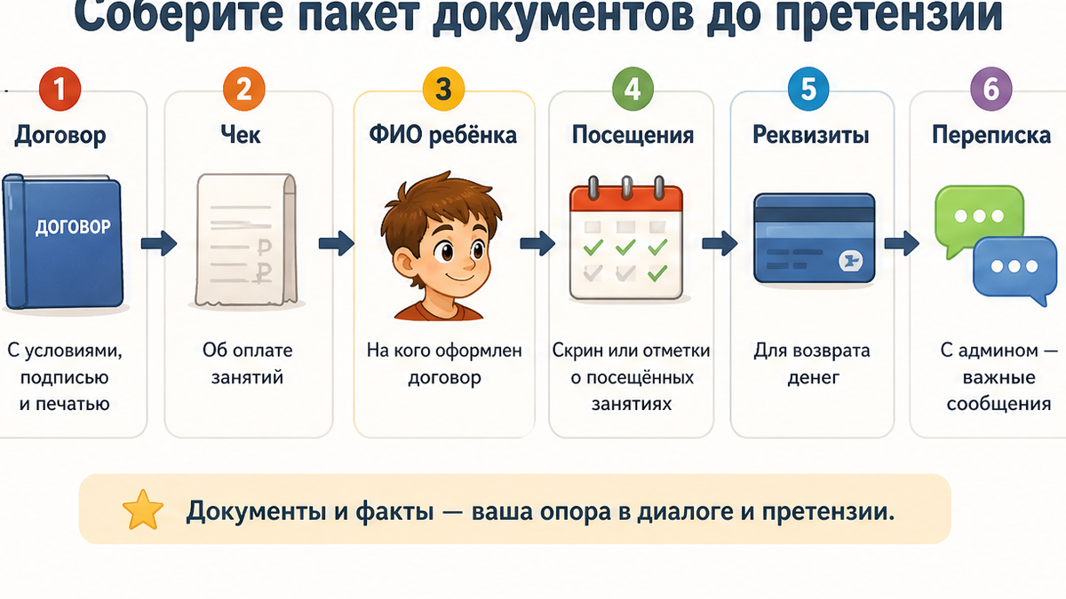 Схема: пакет документов до претензии на возврат