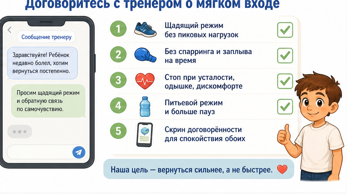 Чек-лист: как договориться с тренером о мягком входе после болезни