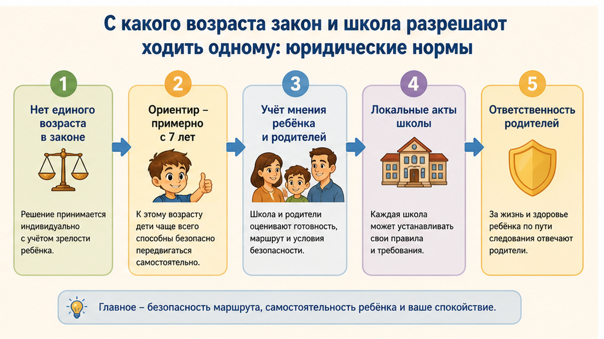 Схема шагов для родителя: С какого возраста закон и школа разрешают ходить одному: юридические нормы